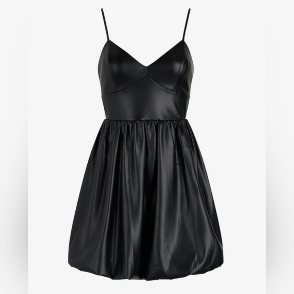 Faux leather bubble dress